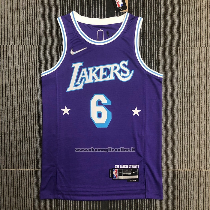 Maglia Los Angeles Lakers LeBron James #6 Citta Edition 2021-22 Viola